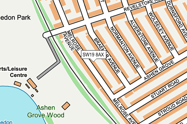 SW19 8AX map - OS OpenMap – Local (Ordnance Survey) SW19 8AX map - OS OpenMap – Local (Ordnance Survey)