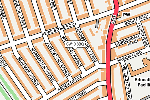 SW19 8BQ map - OS OpenMap – Local (Ordnance Survey) SW19 8BQ map - OS OpenMap – Local (Ordnance Survey)