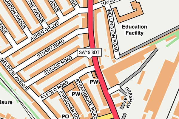 SW19 8DT map - OS OpenMap – Local (Ordnance Survey) SW19 8DT map - OS OpenMap – Local (Ordnance Survey)