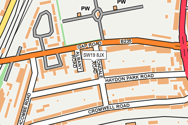 SW19 8JX map - OS OpenMap – Local (Ordnance Survey) SW19 8JX map - OS OpenMap – Local (Ordnance Survey)