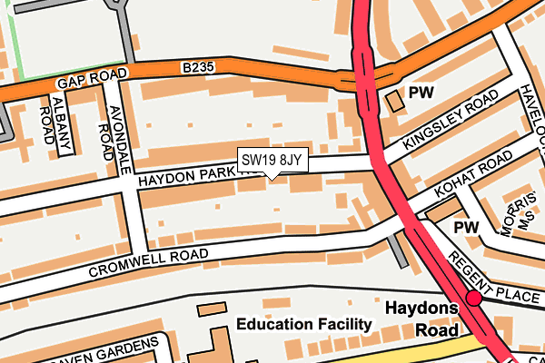 SW19 8JY map - OS OpenMap – Local (Ordnance Survey) SW19 8JY map - OS OpenMap – Local (Ordnance Survey)