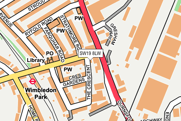 SW19 8LW map - OS OpenMap – Local (Ordnance Survey) SW19 8LW map - OS OpenMap – Local (Ordnance Survey)