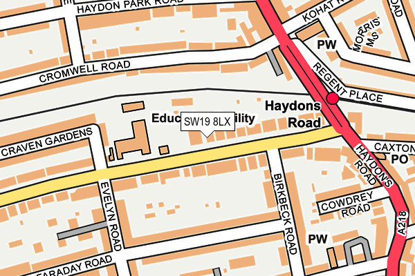 SW19 8LX map - OS OpenMap – Local (Ordnance Survey) SW19 8LX map - OS OpenMap – Local (Ordnance Survey)