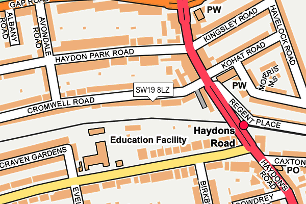 SW19 8LZ map - OS OpenMap – Local (Ordnance Survey) SW19 8LZ map - OS OpenMap – Local (Ordnance Survey)