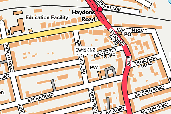 SW19 8NZ map - OS OpenMap – Local (Ordnance Survey)