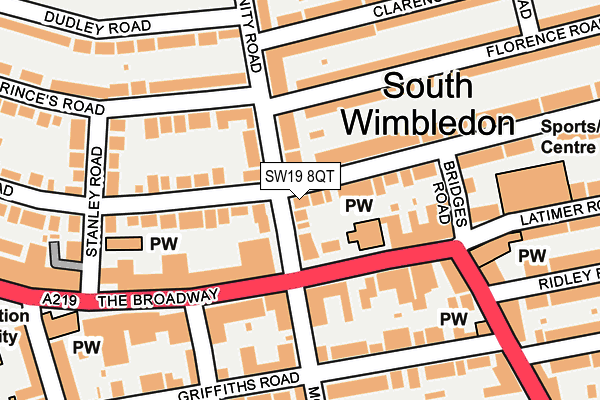 SW19 8QT map - OS OpenMap – Local (Ordnance Survey) SW19 8QT map - OS OpenMap – Local (Ordnance Survey)