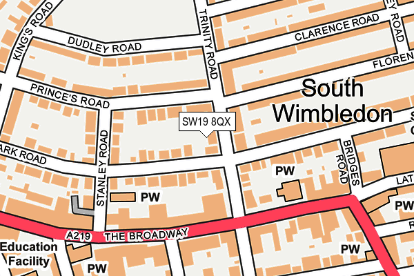 SW19 8QX map - OS OpenMap – Local (Ordnance Survey) SW19 8QX map - OS OpenMap – Local (Ordnance Survey)