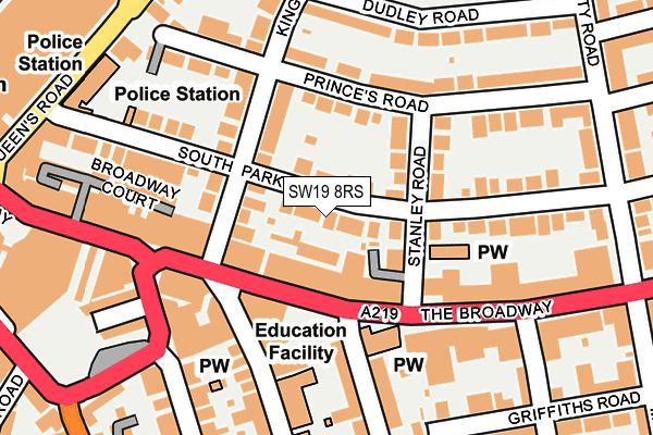 SW19 8RS map - OS OpenMap – Local (Ordnance Survey) SW19 8RS map - OS OpenMap – Local (Ordnance Survey)