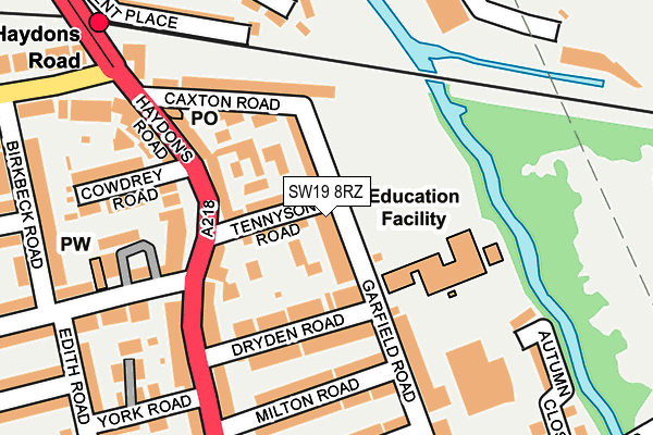 SW19 8RZ map - OS OpenMap – Local (Ordnance Survey) SW19 8RZ map - OS OpenMap – Local (Ordnance Survey)
