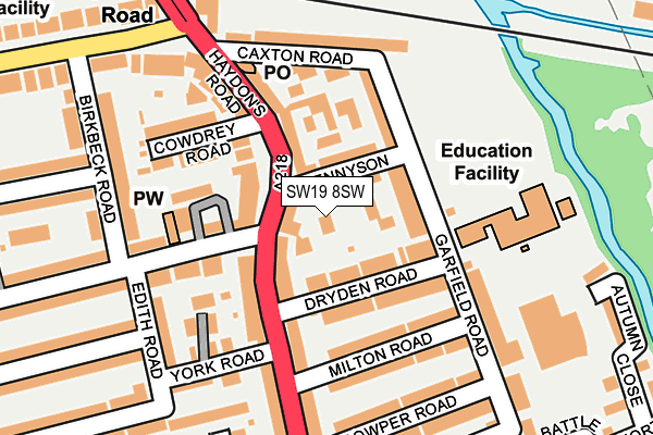 SW19 8SW map - OS OpenMap – Local (Ordnance Survey) SW19 8SW map - OS OpenMap – Local (Ordnance Survey)