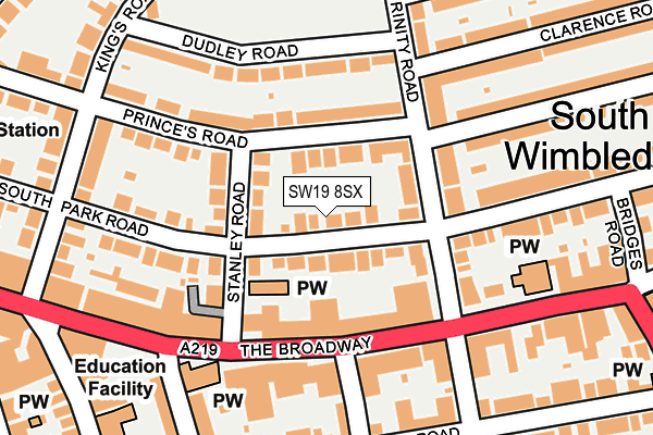 SW19 8SX map - OS OpenMap – Local (Ordnance Survey) SW19 8SX map - OS OpenMap – Local (Ordnance Survey)