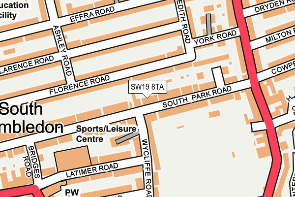 SW19 8TA map - OS OpenMap – Local (Ordnance Survey)
