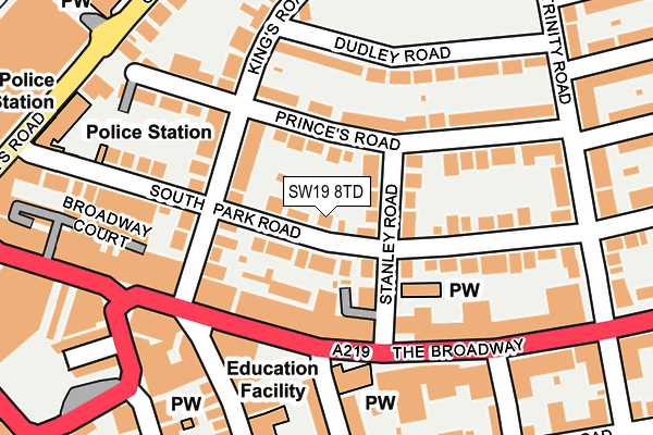 SW19 8TD map - OS OpenMap – Local (Ordnance Survey) SW19 8TD map - OS OpenMap – Local (Ordnance Survey)