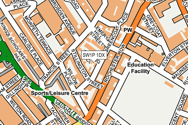 SW1P 1DX map - OS OpenMap – Local (Ordnance Survey)