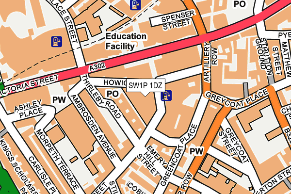 SW1P 1DZ map - OS OpenMap – Local (Ordnance Survey) SW1P 1DZ map - OS OpenMap – Local (Ordnance Survey)