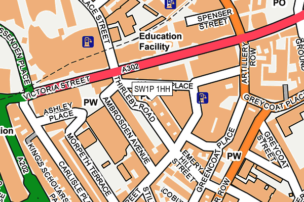 SW1P 1HH map - OS OpenMap – Local (Ordnance Survey) SW1P 1HH map - OS OpenMap – Local (Ordnance Survey)