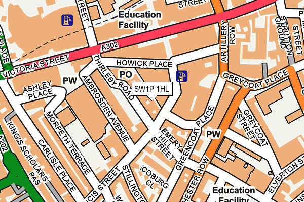 SW1P 1HL map - OS OpenMap – Local (Ordnance Survey)