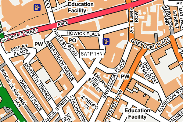 SW1P 1HN map - OS OpenMap – Local (Ordnance Survey) SW1P 1HN map - OS OpenMap – Local (Ordnance Survey)