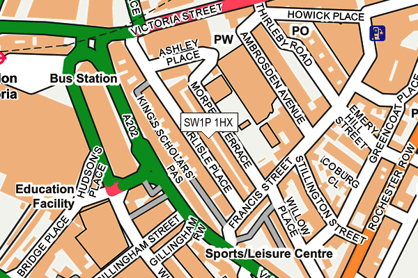 SW1P 1HX map - OS OpenMap – Local (Ordnance Survey) SW1P 1HX map - OS OpenMap – Local (Ordnance Survey)