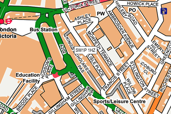 SW1P 1HZ map - OS OpenMap – Local (Ordnance Survey)