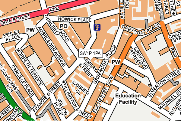 SW1P 1PA map - OS OpenMap – Local (Ordnance Survey) SW1P 1PA map - OS OpenMap – Local (Ordnance Survey)