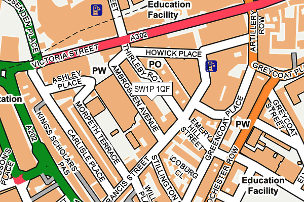 SW1P 1QF map - OS OpenMap – Local (Ordnance Survey)