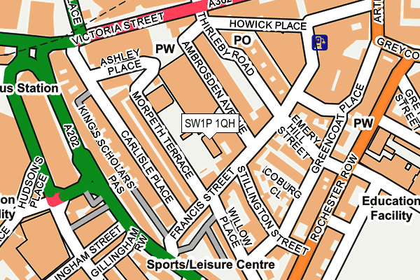 SW1P 1QH map - OS OpenMap – Local (Ordnance Survey)