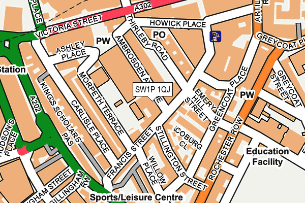 SW1P 1QJ map - OS OpenMap – Local (Ordnance Survey) SW1P 1QJ map - OS OpenMap – Local (Ordnance Survey)