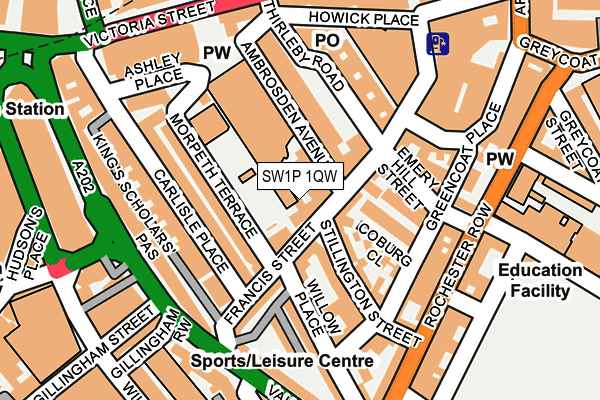SW1P 1QW map - OS OpenMap – Local (Ordnance Survey) SW1P 1QW map - OS OpenMap – Local (Ordnance Survey)