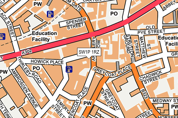 SW1P 1RZ map - OS OpenMap – Local (Ordnance Survey) SW1P 1RZ map - OS OpenMap – Local (Ordnance Survey)