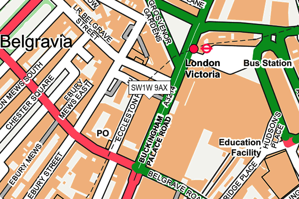 SW1W 9AX map - OS OpenMap – Local (Ordnance Survey) SW1W 9AX map - OS OpenMap – Local (Ordnance Survey)