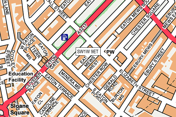 SW1W 9ET map - OS OpenMap – Local (Ordnance Survey) SW1W 9ET map - OS OpenMap – Local (Ordnance Survey)