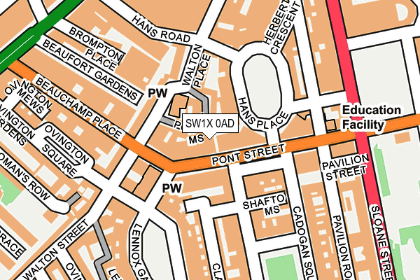 SW1X 0AD map - OS OpenMap – Local (Ordnance Survey) SW1X 0AD map - OS OpenMap – Local (Ordnance Survey)