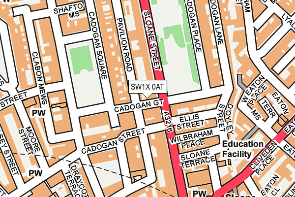 SW1X 0AT map - OS OpenMap – Local (Ordnance Survey) SW1X 0AT map - OS OpenMap – Local (Ordnance Survey)