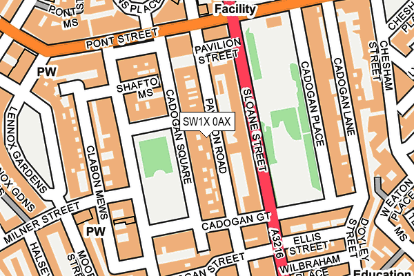 SW1X 0AX map - OS OpenMap – Local (Ordnance Survey) SW1X 0AX map - OS OpenMap – Local (Ordnance Survey)