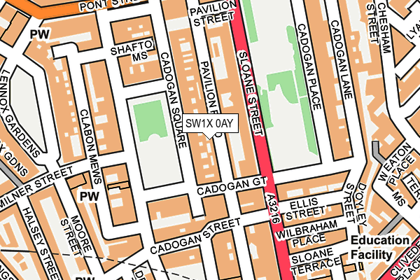 SW1X 0AY map - OS OpenMap – Local (Ordnance Survey) SW1X 0AY map - OS OpenMap – Local (Ordnance Survey)