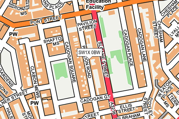 SW1X 0BW map - OS OpenMap – Local (Ordnance Survey) SW1X 0BW map - OS OpenMap – Local (Ordnance Survey)