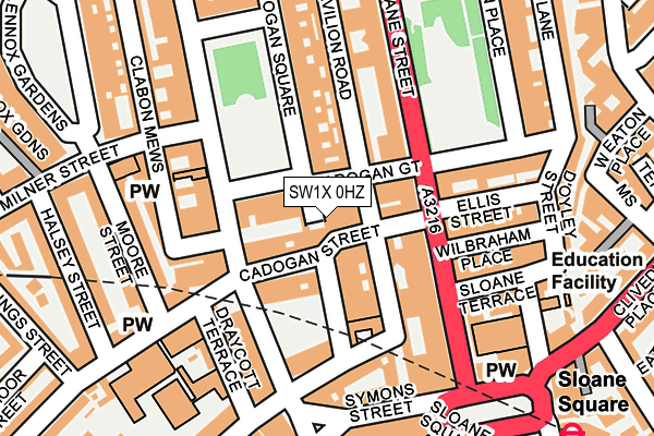 SW1X 0HZ map - OS OpenMap – Local (Ordnance Survey) SW1X 0HZ map - OS OpenMap – Local (Ordnance Survey)