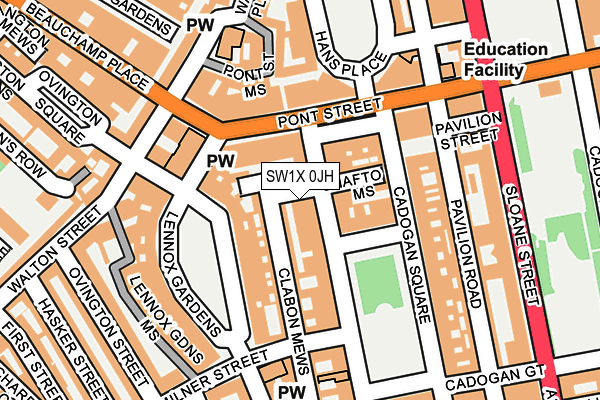 SW1X 0JH map - OS OpenMap – Local (Ordnance Survey) SW1X 0JH map - OS OpenMap – Local (Ordnance Survey)