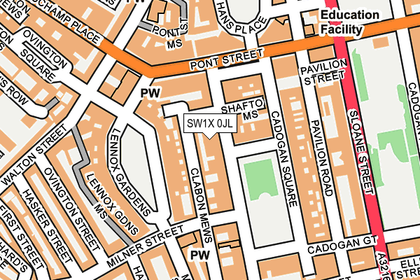 SW1X 0JL map - OS OpenMap – Local (Ordnance Survey)