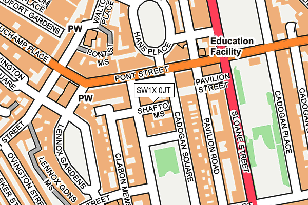 SW1X 0JT map - OS OpenMap – Local (Ordnance Survey) SW1X 0JT map - OS OpenMap – Local (Ordnance Survey)