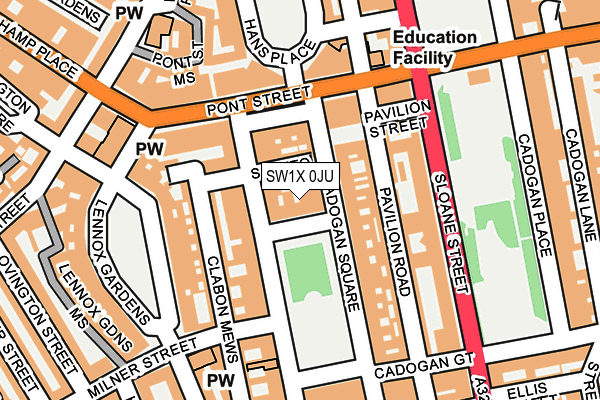 SW1X 0JU map - OS OpenMap – Local (Ordnance Survey) SW1X 0JU map - OS OpenMap – Local (Ordnance Survey)