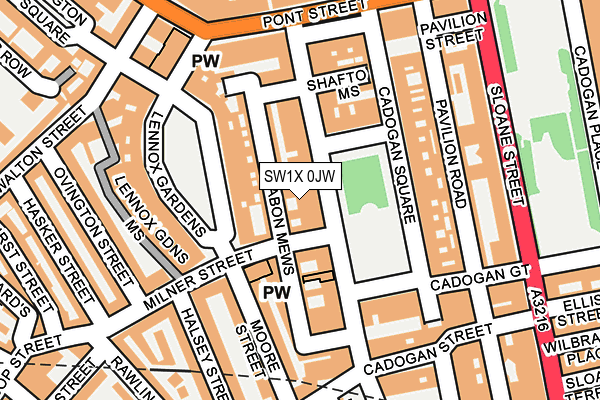 SW1X 0JW map - OS OpenMap – Local (Ordnance Survey) SW1X 0JW map - OS OpenMap – Local (Ordnance Survey)