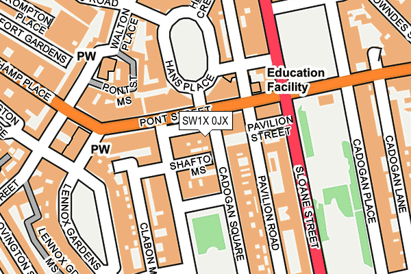 SW1X 0JX map - OS OpenMap – Local (Ordnance Survey) SW1X 0JX map - OS OpenMap – Local (Ordnance Survey)
