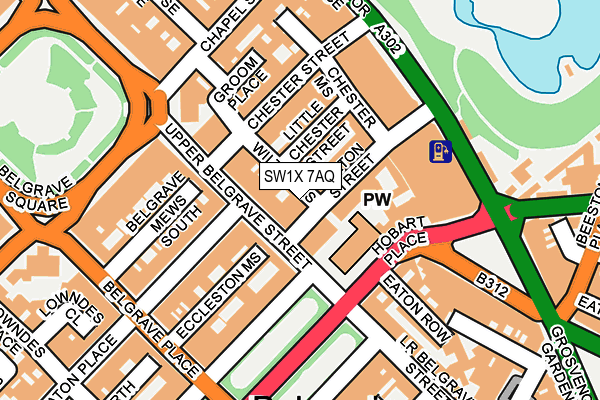 SW1X 7AQ map - OS OpenMap – Local (Ordnance Survey) SW1X 7AQ map - OS OpenMap – Local (Ordnance Survey)