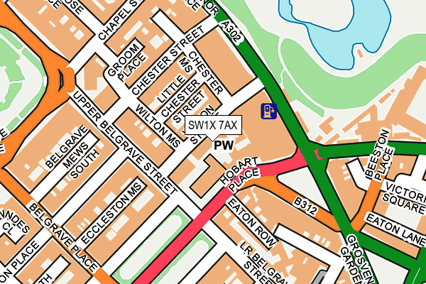 SW1X 7AX map - OS OpenMap – Local (Ordnance Survey) SW1X 7AX map - OS OpenMap – Local (Ordnance Survey)