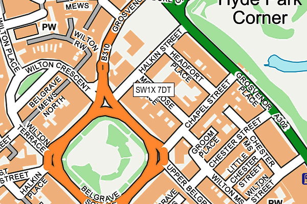 SW1X 7DT map - OS OpenMap – Local (Ordnance Survey) SW1X 7DT map - OS OpenMap – Local (Ordnance Survey)