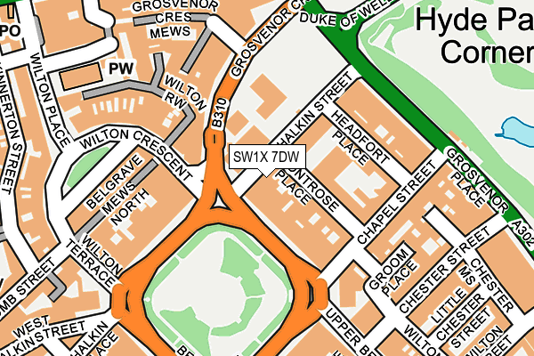 SW1X 7DW map - OS OpenMap – Local (Ordnance Survey) SW1X 7DW map - OS OpenMap – Local (Ordnance Survey)