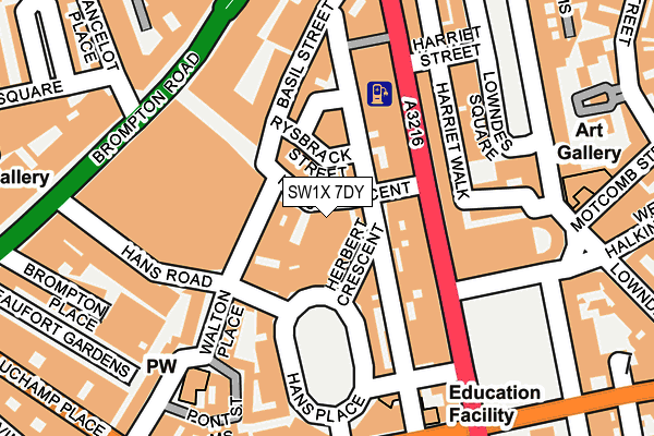 SW1X 7DY map - OS OpenMap – Local (Ordnance Survey) SW1X 7DY map - OS OpenMap – Local (Ordnance Survey)