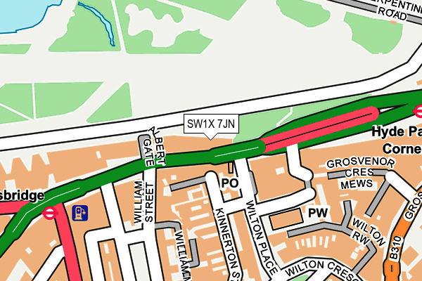 SW1X 7JN map - OS OpenMap – Local (Ordnance Survey) SW1X 7JN map - OS OpenMap – Local (Ordnance Survey)